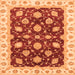 Square Machine Washable Oriental Orange Traditional Area Rugs, wshabs4078org