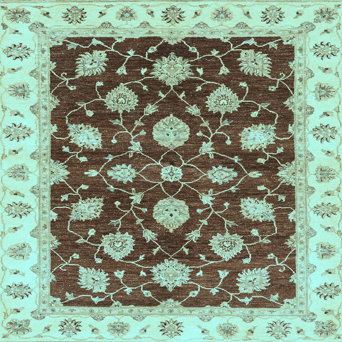Square Machine Washable Oriental Light Blue Traditional Rug, wshabs4078lblu