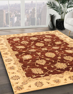 Machine Washable Abstract Yellow Orange Rug in a Family Room, wshabs4078