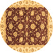 Round Oriental Brown Traditional Rug, abs4078brn