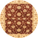 Round Abstract Yellow Orange Oriental Rug, abs4078