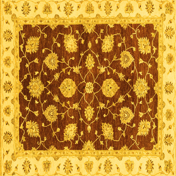 Square Machine Washable Oriental Yellow Traditional Rug, wshabs4078yw