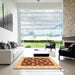 Square Machine Washable Abstract Yellow Orange Rug in a Living Room, wshabs4078