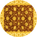 Round Oriental Yellow Traditional Rug, abs4078yw