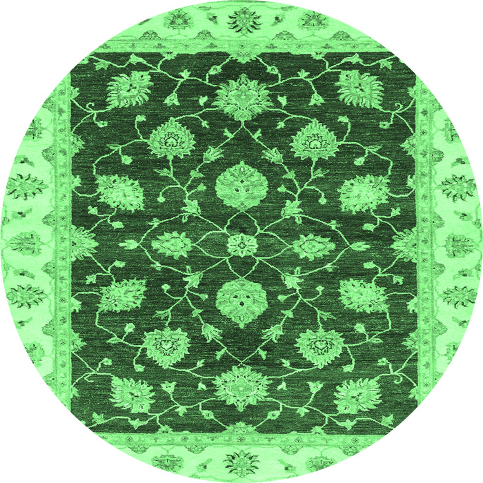 Round Oriental Emerald Green Traditional Rug, abs4078emgrn