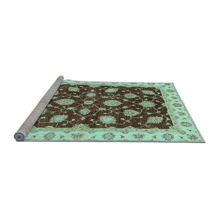 Sideview of Machine Washable Oriental Light Blue Traditional Rug, wshabs4078lblu