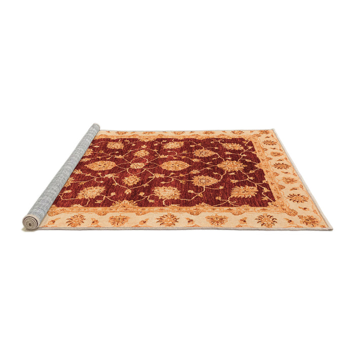 Sideview of Machine Washable Oriental Orange Traditional Area Rugs, wshabs4078org