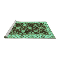 Sideview of Machine Washable Oriental Turquoise Traditional Area Rugs, wshabs4079turq