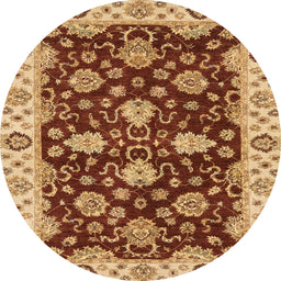 Round Machine Washable Abstract Orange Rug, wshabs4079