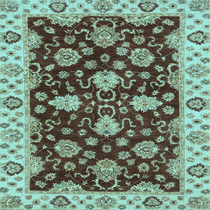 Square Machine Washable Oriental Light Blue Traditional Rug, wshabs4079lblu