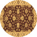 Round Oriental Brown Traditional Rug, abs4079brn