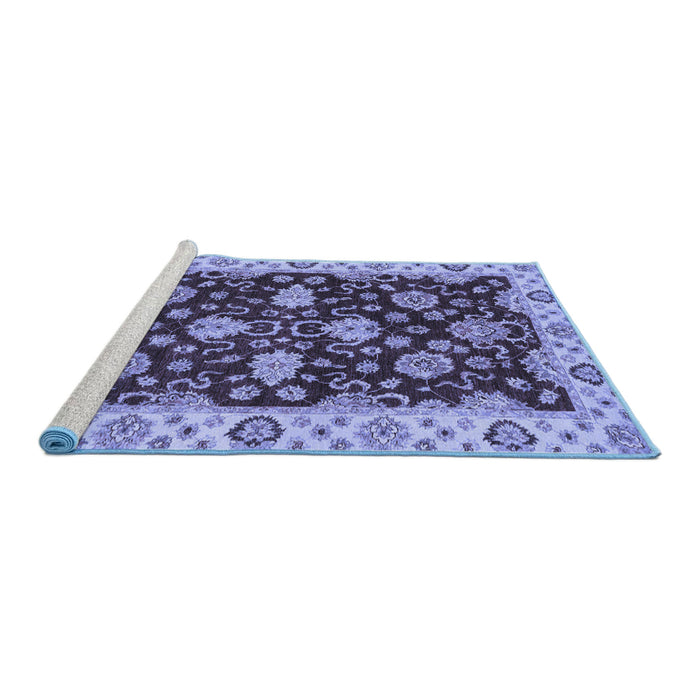 Sideview of Machine Washable Oriental Blue Traditional Rug, wshabs4079blu