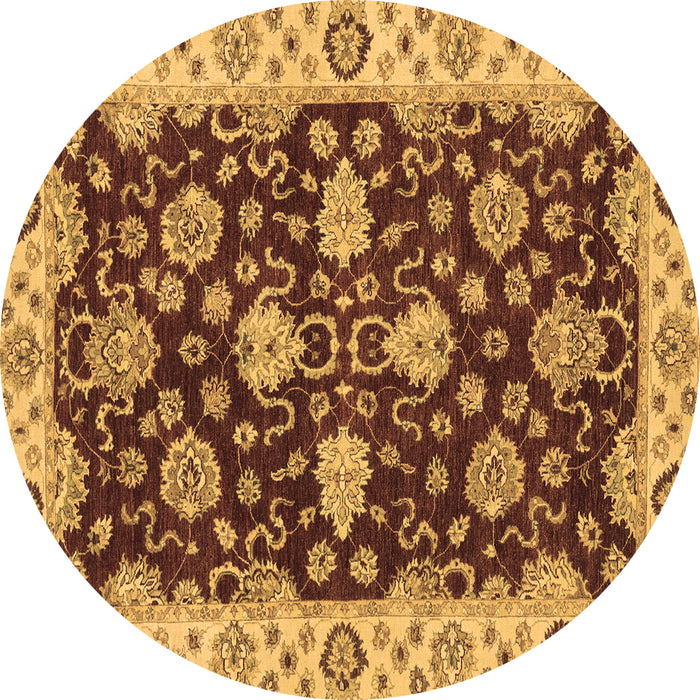 Round Machine Washable Oriental Brown Traditional Rug, wshabs4079brn