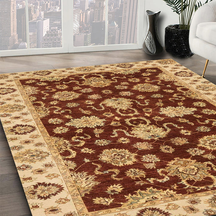 Abstract Orange Oriental Rug in Family Room, abs4079