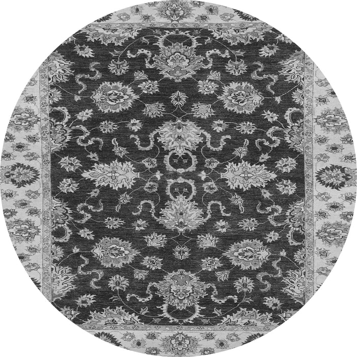 Round Machine Washable Oriental Gray Traditional Rug, wshabs4079gry