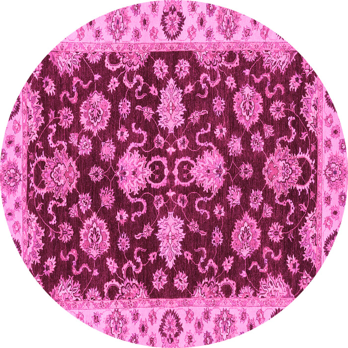 Round Oriental Pink Traditional Rug, abs4079pnk