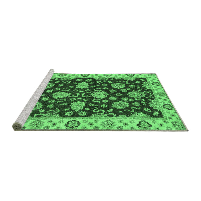 Sideview of Machine Washable Oriental Emerald Green Traditional Area Rugs, wshabs4079emgrn