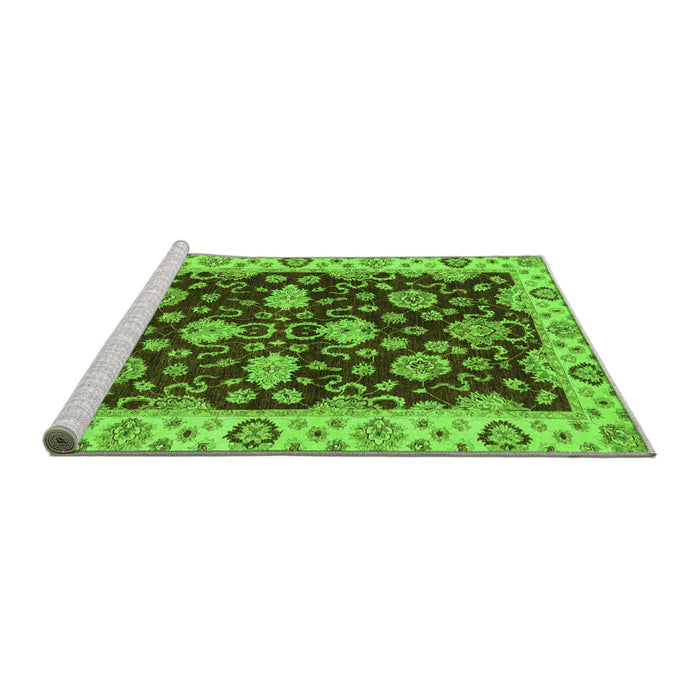 Sideview of Machine Washable Oriental Green Traditional Area Rugs, wshabs4079grn