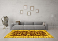 Machine Washable Oriental Yellow Traditional Rug, wshabs4079yw