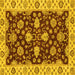 Square Machine Washable Oriental Yellow Traditional Rug, wshabs4079yw