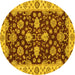 Round Machine Washable Oriental Yellow Traditional Rug, wshabs4079yw