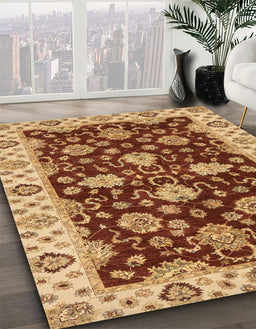 Machine Washable Abstract Orange Rug in a Family Room, wshabs4079