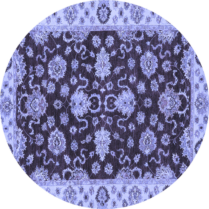 Round Machine Washable Oriental Blue Traditional Rug, wshabs4079blu
