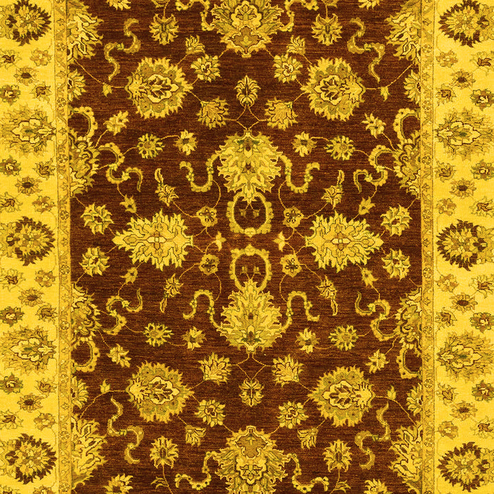 Machine Washable Oriental Yellow Traditional Rug, wshabs4079yw
