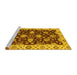 Sideview of Machine Washable Oriental Yellow Traditional Rug, wshabs4079yw