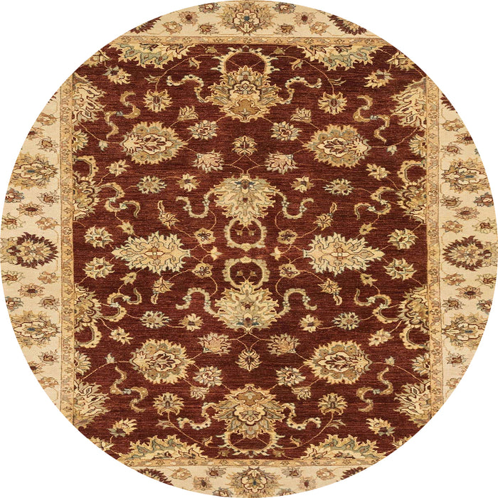 Round Abstract Orange Oriental Rug, abs4079