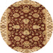 Round Abstract Orange Oriental Rug, abs4079