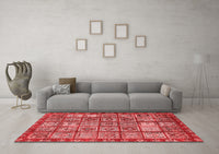 Machine Washable Abstract Red Modern Rug, wshabs407red