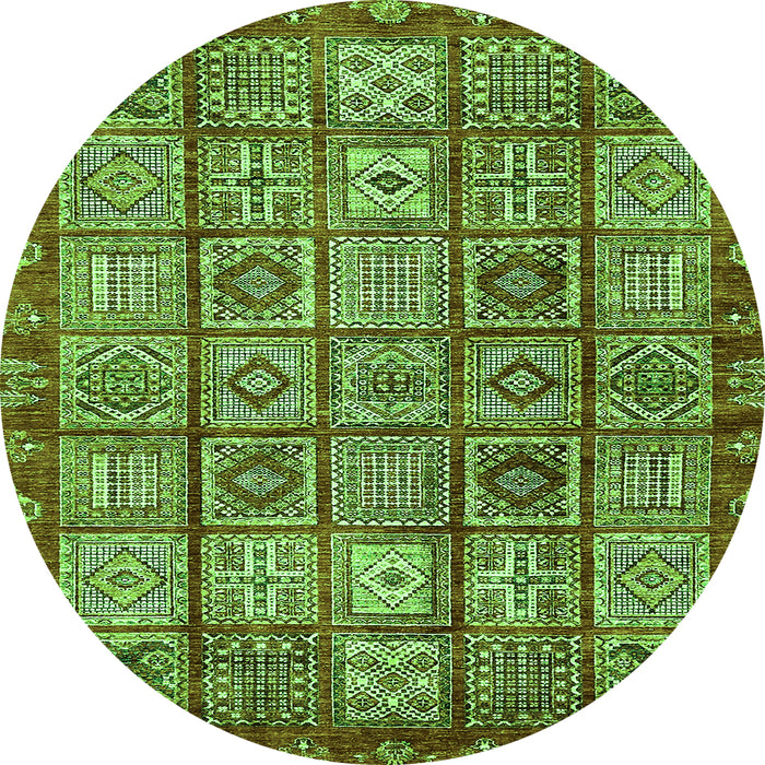 Round Abstract Green Modern Rug, abs407grn