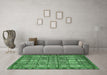 Machine Washable Abstract Emerald Green Modern Area Rugs in a Living Room,, wshabs407emgrn