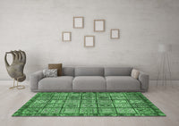 Machine Washable Abstract Emerald Green Modern Rug, wshabs407emgrn