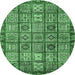 Round Abstract Emerald Green Modern Rug, abs407emgrn