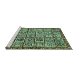 Sideview of Machine Washable Abstract Turquoise Modern Area Rugs, wshabs407turq