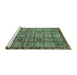 Sideview of Machine Washable Abstract Turquoise Modern Area Rugs, wshabs407turq