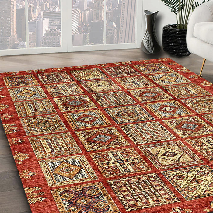 Machine Washable Abstract Tomato Red Rug in a Family Room, wshabs407
