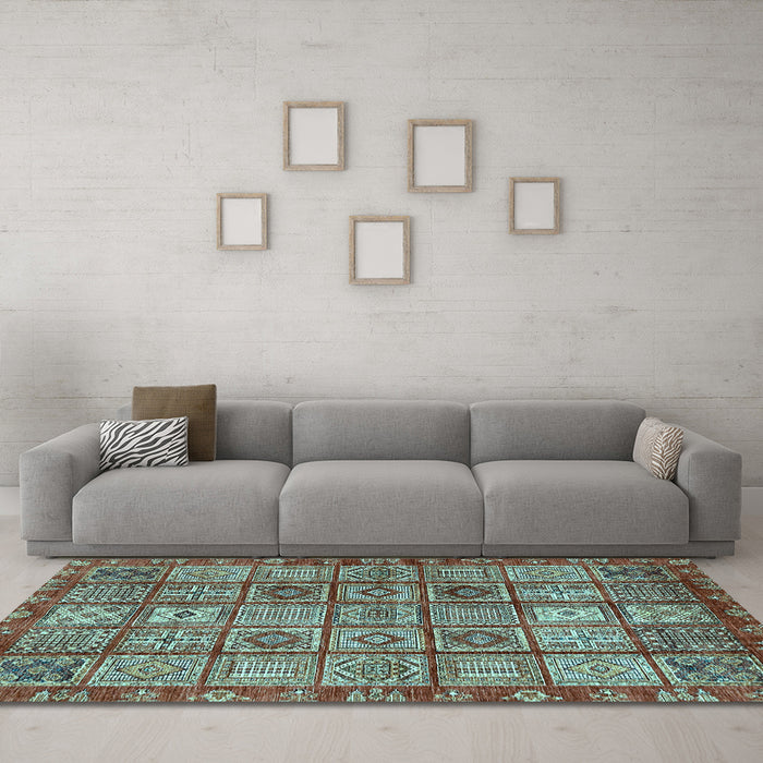 Machine Washable Abstract Light Blue Modern Rug in a Living Room, wshabs407lblu