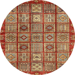 Round Abstract Red Modern Rug, abs407