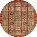 Round Abstract Red Modern Rug, abs407