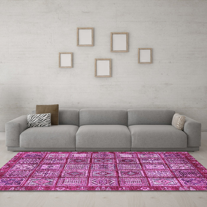Machine Washable Abstract Purple Modern Area Rugs in a Living Room, wshabs407pur