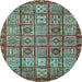 Round Machine Washable Abstract Light Blue Modern Rug, wshabs407lblu