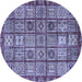 Round Abstract Blue Modern Rug, abs407blu