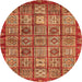 Round Abstract Orange Modern Rug, abs407org