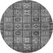 Round Machine Washable Abstract Gray Modern Rug, wshabs407gry