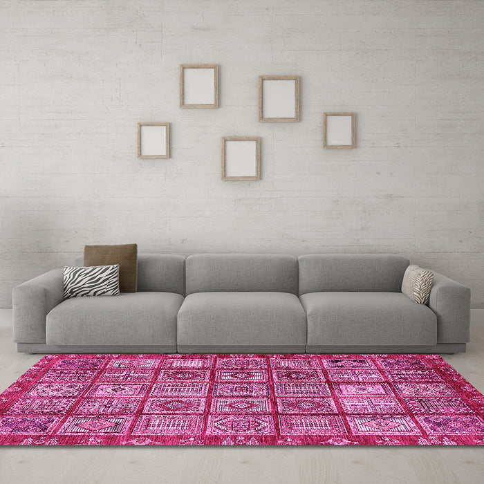 Machine Washable Abstract Pink Modern Rug in a Living Room, wshabs407pnk