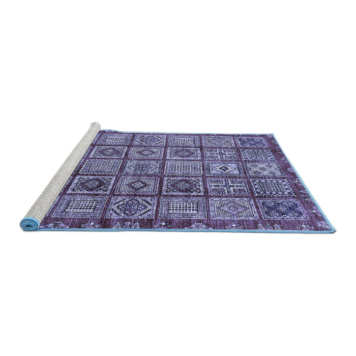 Sideview of Machine Washable Abstract Blue Modern Rug, wshabs407blu