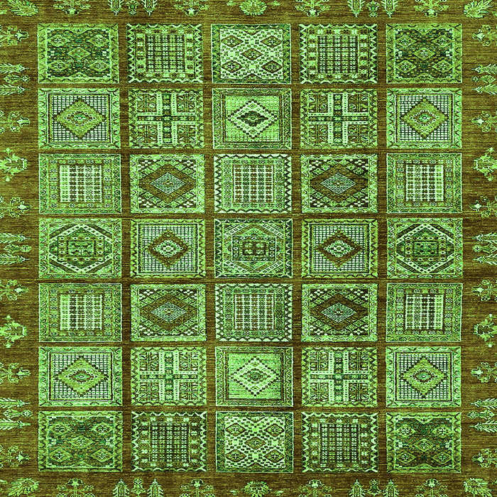 Square Machine Washable Abstract Green Modern Area Rugs, wshabs407grn